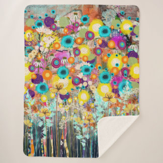Garden of Dreams - Nature Inspired Floral Art -  Sherpa Blanket