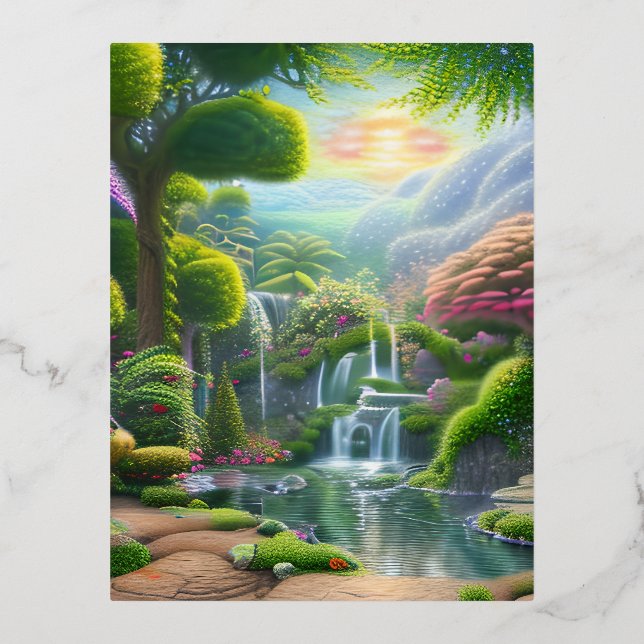 Garden of Eden Foil Holiday Postcard (Front)