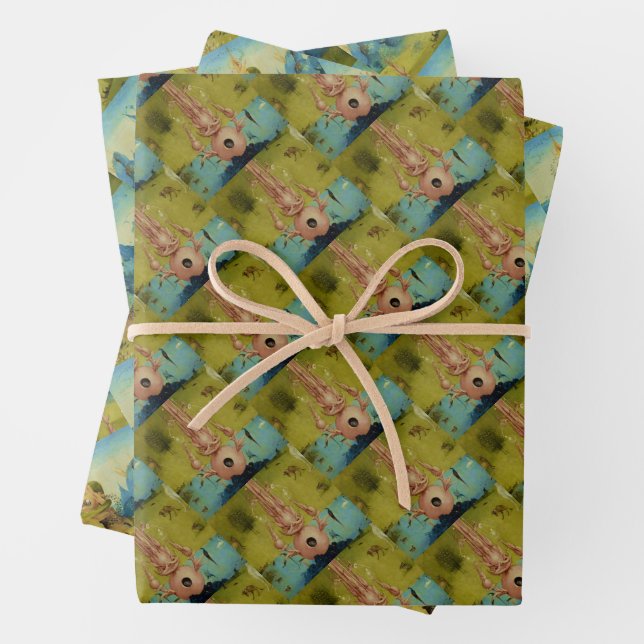 Garden of Eden - Hieronymus Bosch Wrapping Paper Sheet (In situ)