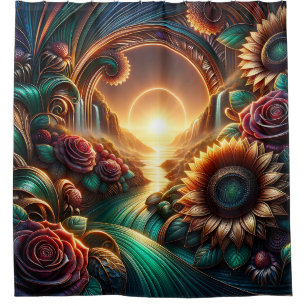 “Garden of Eden Paradise - Shimmering Floral Archw Shower Curtain