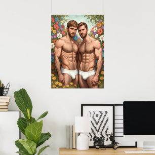 Garden of Gay Love: Floral Embrace Poster