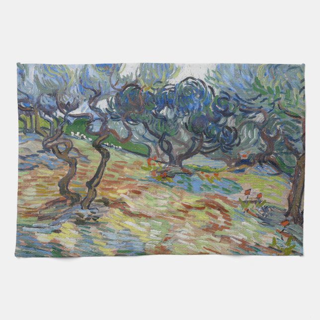 Garden of Gethsemane, Mount of Olives by van Gogh Tea Towel (Horizontal)