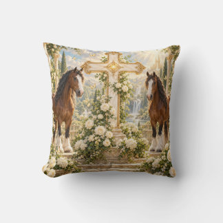 Garden of Grace with Clydesdales Pillow