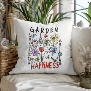 Garden of Happiness – Paris Floral Sketch Cushion
