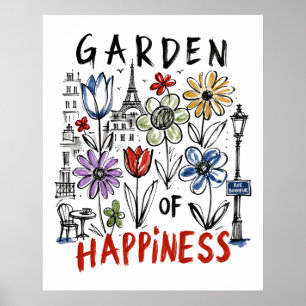Garden of Happiness – Paris Floral Sketch Poster