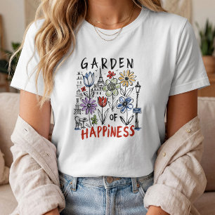 Garden of Happiness – Paris Floral Sketch T-Shirt