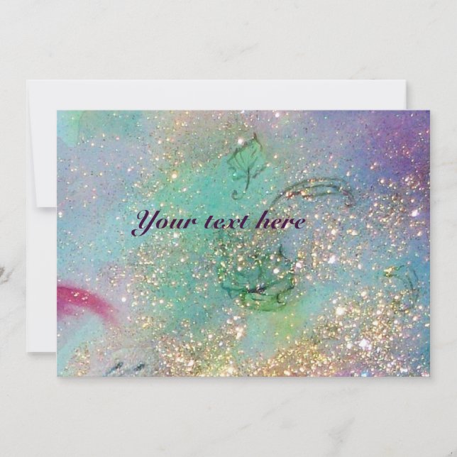 GARDEN OF LOST SHADOWS,MAGIC BUTTERFLY Blue Green Invitation (Front)