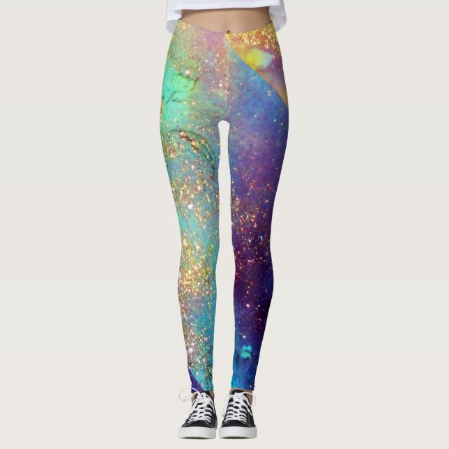 GARDEN OF LOST SHADOWS,MAGIC BUTTERFLY PLANT Blue Leggings (Front)