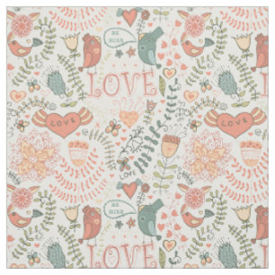 Garden of Love Lovebirds Fabric