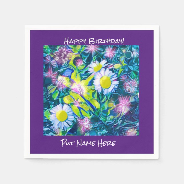 Garden of Love Wildflowers Birthday Napkins (Front)