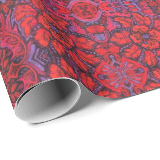 Garden of Magic Flowers Bohemian Arabesque Pattern Wrapping Paper (Roll Corner)