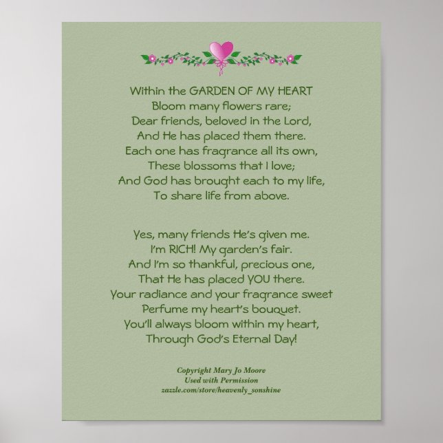 Garden of my Heart Poem Poster (Front)