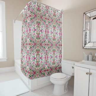 Garden of Pink Roses Tiled Shower Curtain