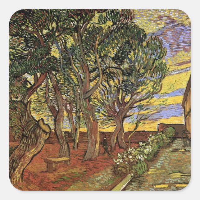 Garden of Saint-Paul Hospital by Vincent van Gogh Square Sticker (Front)