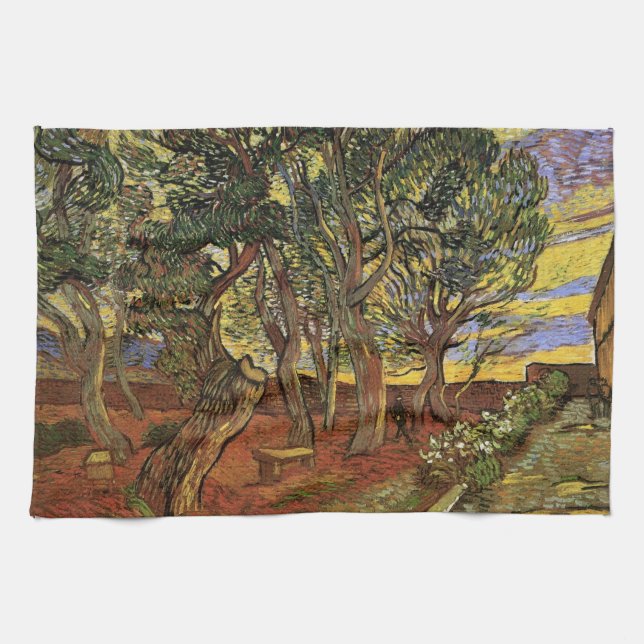 Garden of Saint-Paul Hospital by Vincent van Gogh Tea Towel (Horizontal)