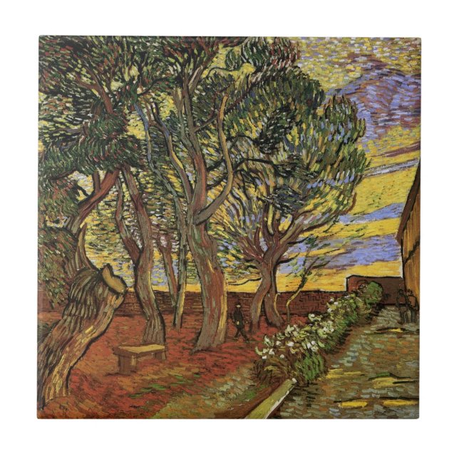 Garden of Saint-Paul Hospital by Vincent van Gogh Tile (Front)