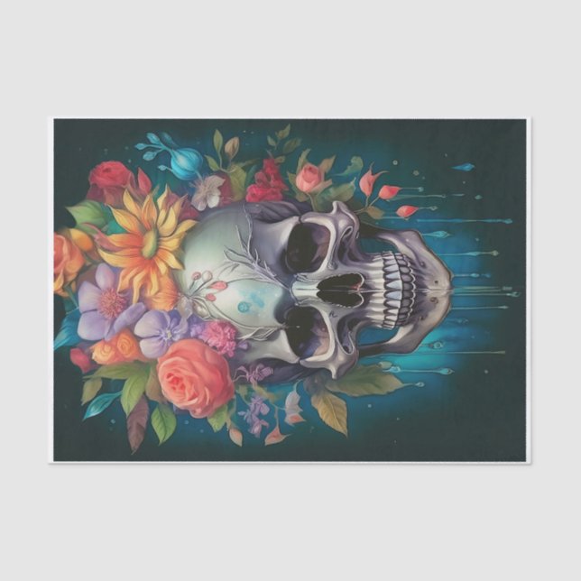 Garden of the Dead, Skull & Floral Crown Tissue Paper (Front)