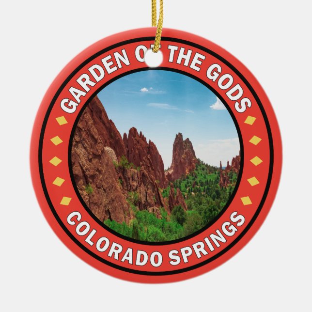 Garden of the Gods Colorado Springs Badge Ceramic Tree Decoration (Front)