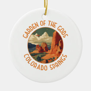 Garden of the Gods Colorado Springs Distressed Cir Ceramic Tree Decoration