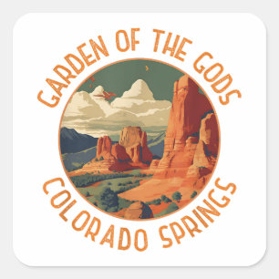 Garden of the Gods Colorado Springs Distressed Cir Square Sticker