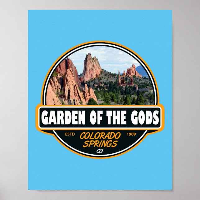 Garden of the Gods Colorado Springs Travel Emblem Poster (Front)