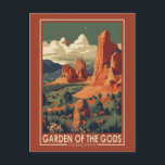 Garden of the Gods Colorado Springs Travel Vintage Postcard<br><div class="desc">Garden of the Gods vector design. Located at the base of Pikes Peak,  this National Natural Landmark and popular park features stunning geological formations,  rock climbing,  and nature trails.</div>