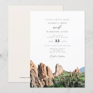 GARDEN OF THE GODS Watercolor Skyline Wedding Invitation