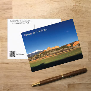Garden of the Gods with snow covered Pikes Peak Postcard
