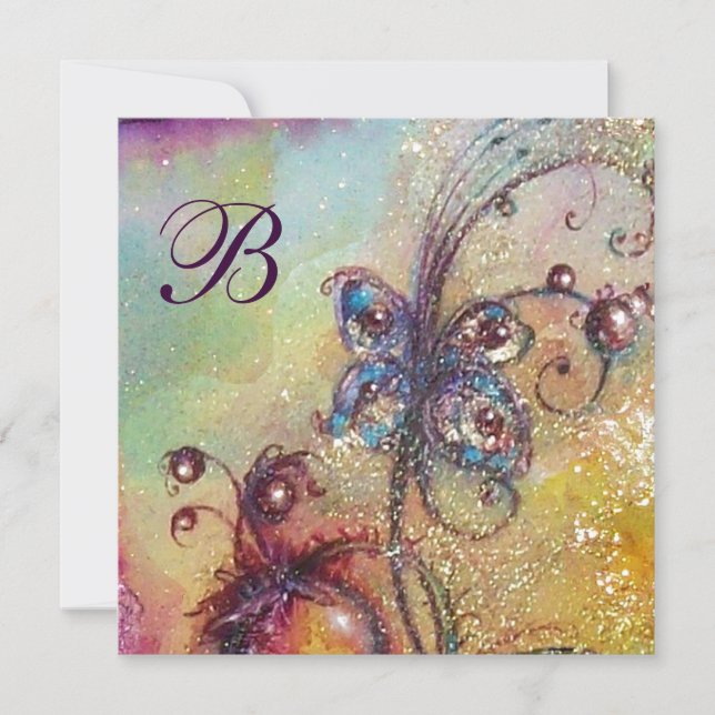 GARDEN OF THE LOST SHADOWS,BUTTERFLY Monogram Gold Announcement (Front)