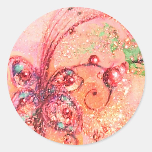 GARDEN OF THE LOST SHADOWS -BUTTERFLY PLANT CLASSIC ROUND STICKER (Front)