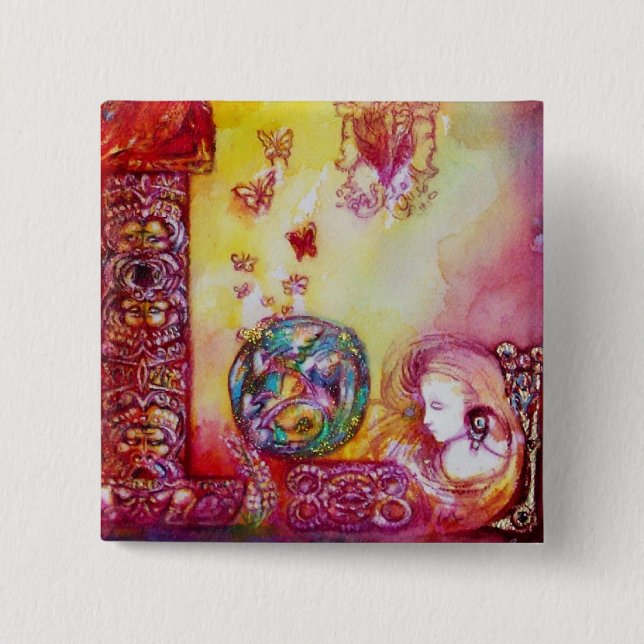 GARDEN OF THE LOST SHADOWS -FAERY AND BUTTERFLIES 15 CM SQUARE BADGE (Front)