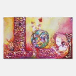 GARDEN OF THE LOST SHADOWS, FAERY AND BUTTERFLIES RECTANGULAR STICKER