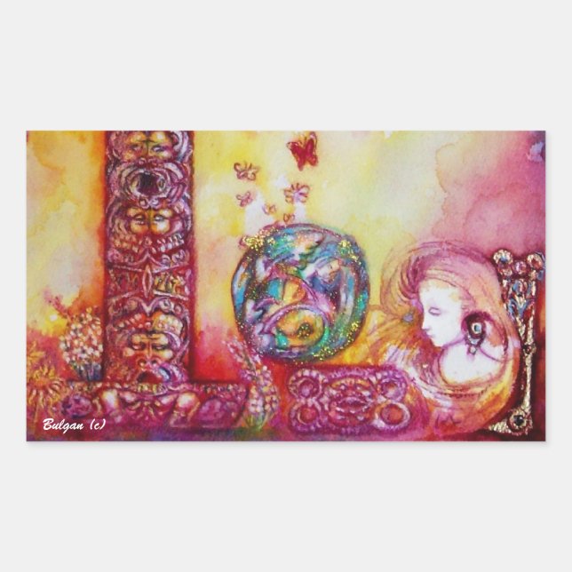 GARDEN OF THE LOST SHADOWS, FAERY AND BUTTERFLIES RECTANGULAR STICKER (Front)