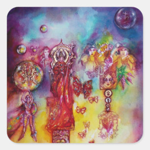 GARDEN OF THE LOST SHADOWS, FAERY AND BUTTERFLIES SQUARE STICKER
