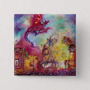 GARDEN OF THE LOST SHADOWS -FLYING RED DRAGON 15 CM SQUARE BADGE