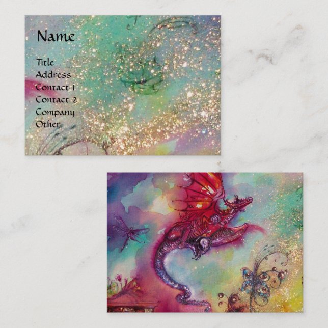 GARDEN OF THE LOST SHADOWS ,FLYING RED DRAGON Blue Business Card (Front/Back)