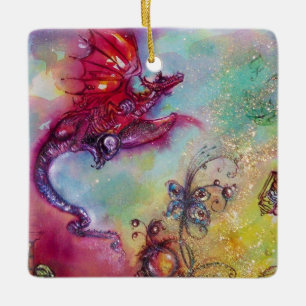 GARDEN OF THE LOST SHADOWS- FLYING RED DRAGON CERAMIC TREE DECORATION