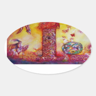 GARDEN OF THE LOST SHADOWS  / KNIGHT AND HORSE OVAL STICKER