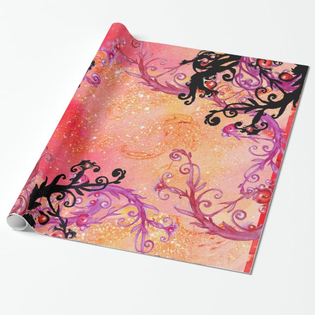 GARDEN OF THE LOST SHADOWS / MAGIC BERRIES IN PINK WRAPPING PAPER (Unrolled)