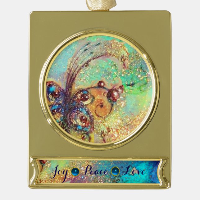 GARDEN OF THE LOST SHADOWS -MAGIC BUTTERFLY PLANT GOLD PLATED BANNER ORNAMENT (Front)