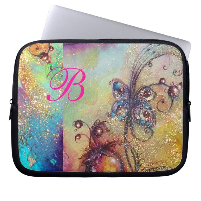 GARDEN OF THE LOST SHADOWS -MAGIC BUTTERFLY PLANT LAPTOP SLEEVE (Front)