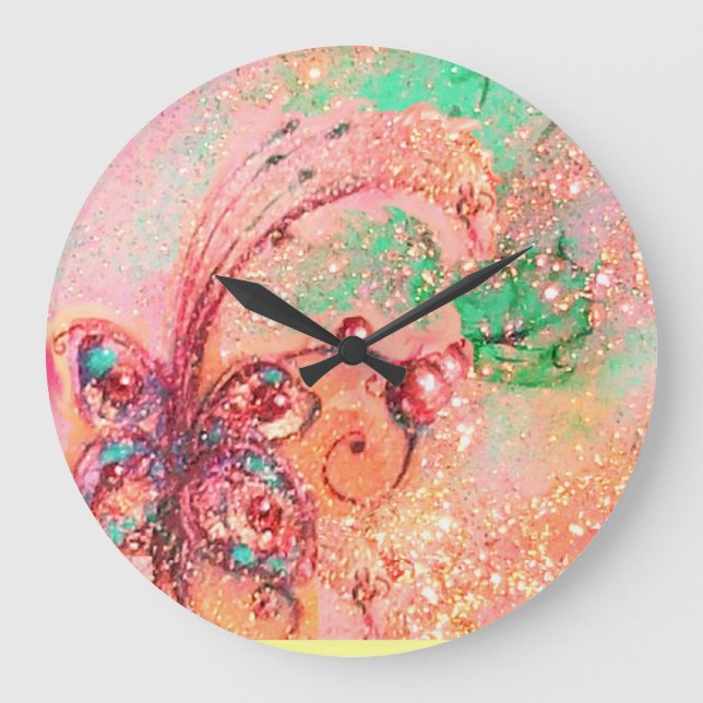 GARDEN OF THE LOST SHADOWS,MAGIC BUTTERFLY PLANT LARGE CLOCK (Front)