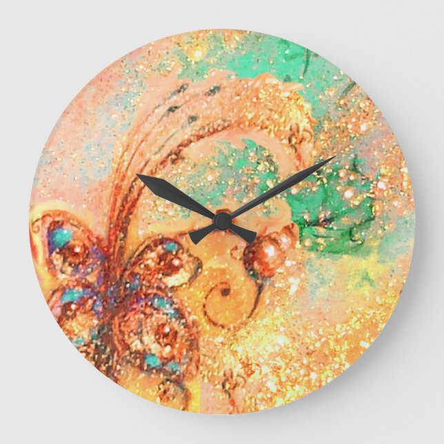 GARDEN OF THE LOST SHADOWS,MAGIC BUTTERFLY PLANT LARGE CLOCK (Front)