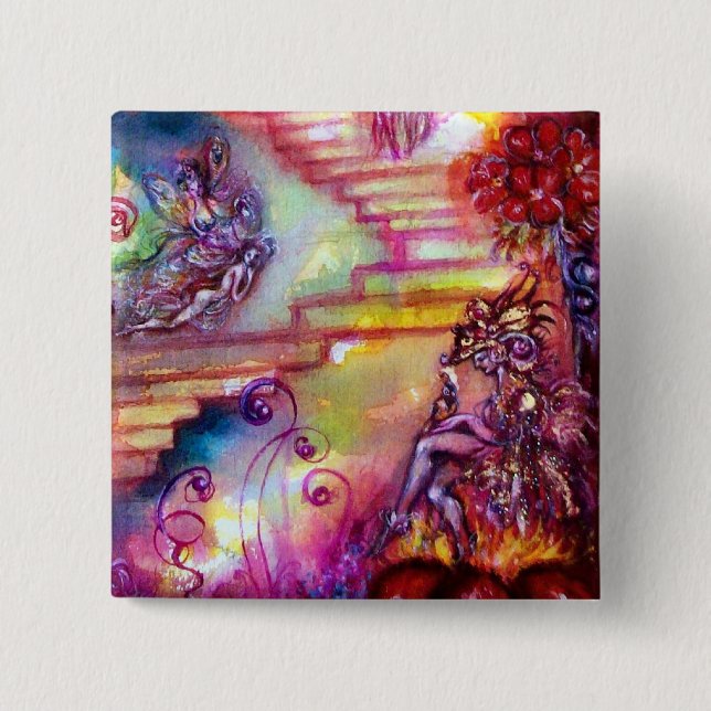 GARDEN OF THE LOST SHADOWS -MYSTIC STAIRS 15 CM SQUARE BADGE (Front)