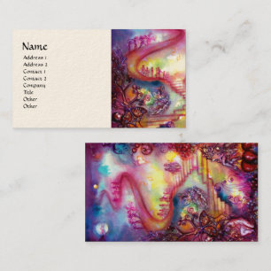 GARDEN OF THE LOST SHADOWS ,MYSTIC STAIRS pink red Business Card