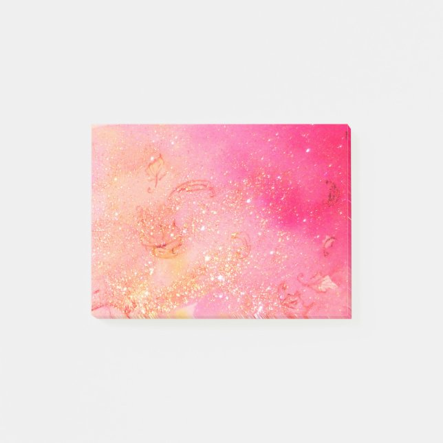 GARDEN OF THE LOST SHADOWS PINK GOLD SPARKLES POST-IT NOTES (Front)