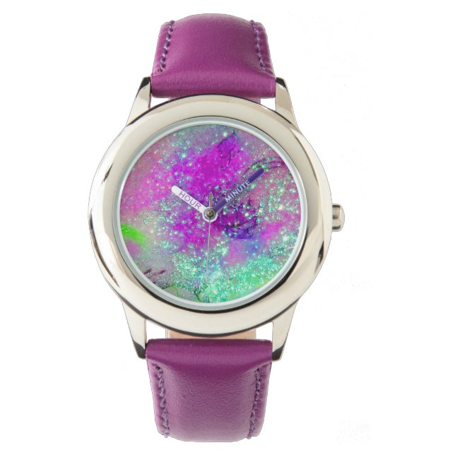 GARDEN OF THE LOST SHADOWS - Pink Purple Aqua Blue Watch (Front)