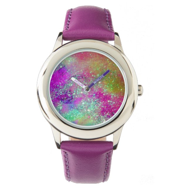 GARDEN OF THE LOST SHADOWS - Pink Purple Aqua Blue Watch (Front)