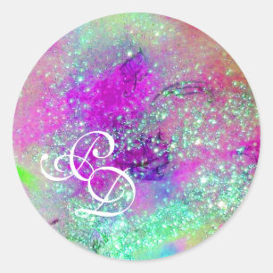 GARDEN OF THE LOST SHADOWS Pink Purple Blue Floral Classic Round Sticker
