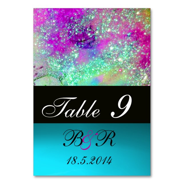 GARDEN OF THE LOST SHADOWS Pink Purple Blue Floral Table Number (Front)